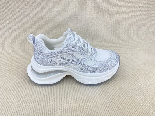 Women thick-bottom rhine-drill breathable mesh sport shoes hollow surface in summer