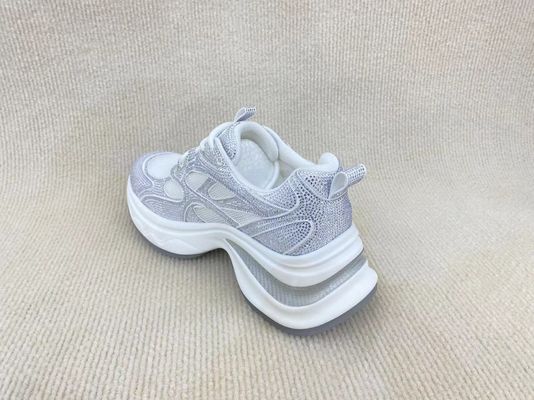 Women thick-bottom rhine-drill breathable mesh sport shoes hollow surface in summer