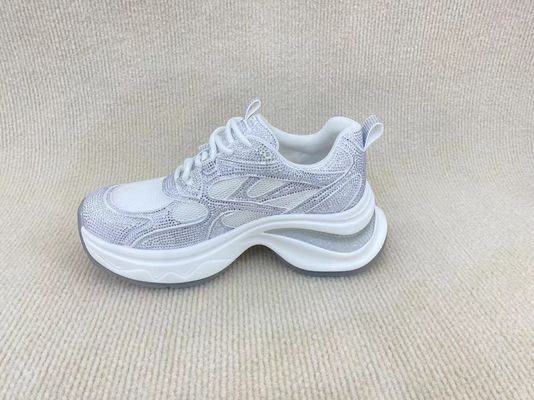 Women thick-bottom rhine-drill breathable mesh sport shoes hollow surface in summer
