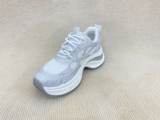 Women thick-bottom rhine-drill breathable mesh sport shoes hollow surface in summer